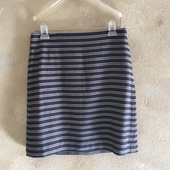 Loft suit jacket skirt set tan navy stripped - Picture 6 of 7